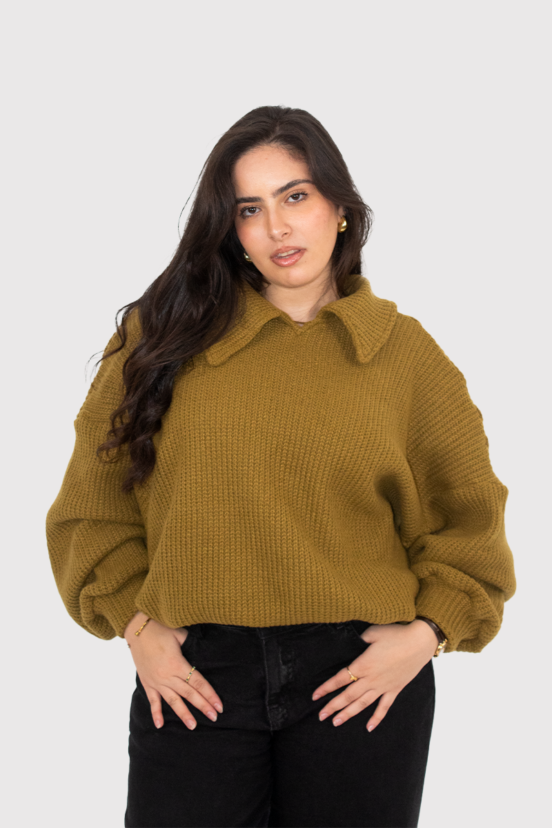 The Classic Knit Pullover in Khaki Green