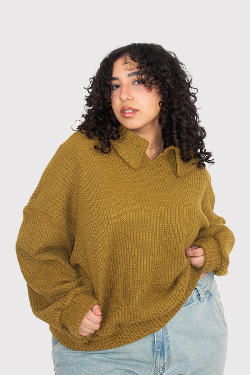 The Classic Knit Pullover in Khaki Green